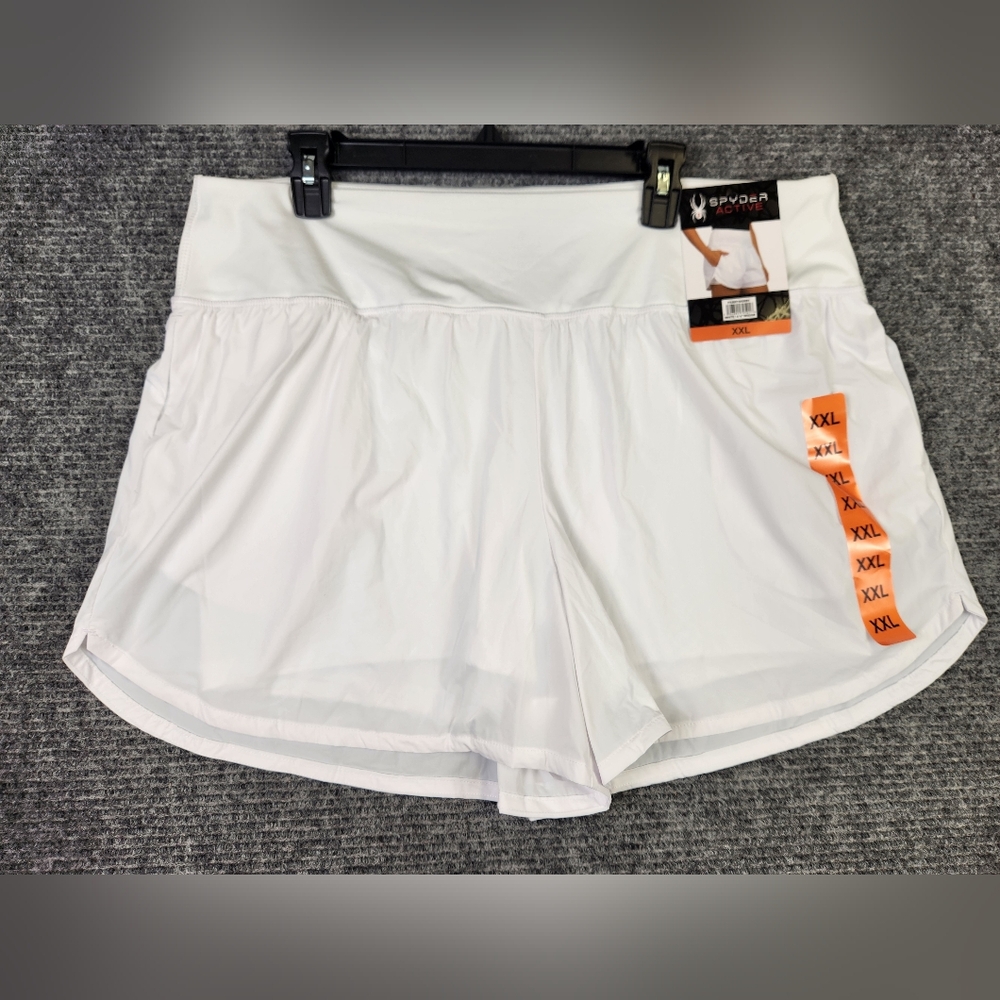 SPYDER Active Womans White Smooth Waistband Lined Shorts Size XXL NWT